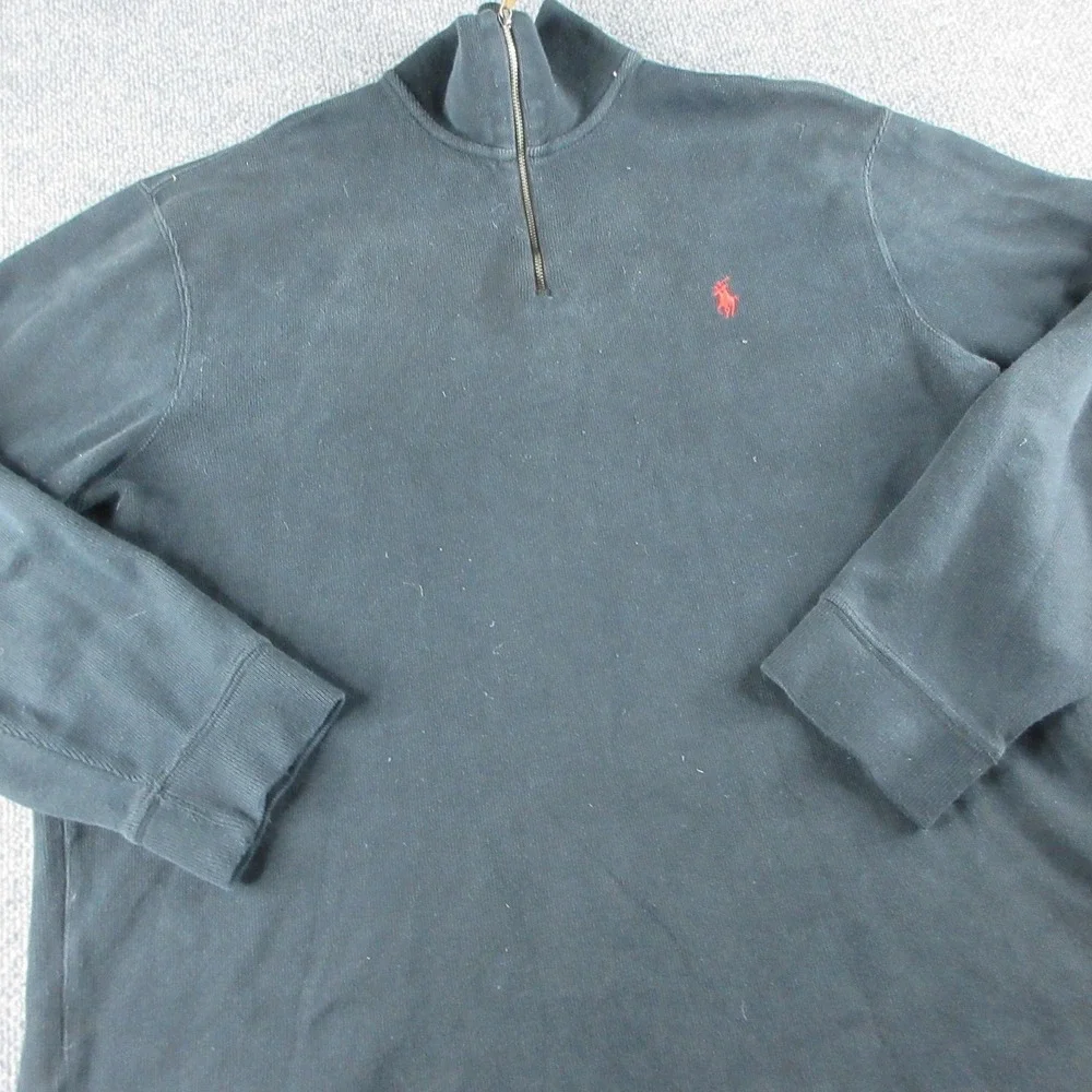 Polo Ralph Lauren Sweatshirt Mens XL Blue 1/4 Zip Mock Neck Pullover Pony‎ Logo